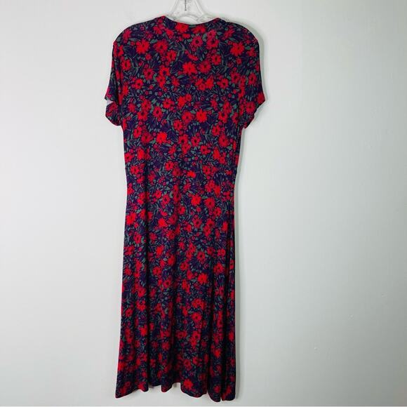ModCloth red purple floral rockabilly grunge cottagecore midi dress large - Picture 7 of 7